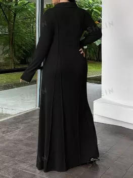 EZwear Повседневные платья больших размеров, Однотонные цвета Shein, черный