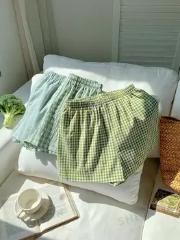 EZwear Повседневные шорты большой узор в клетку, лето Shein, зеленый