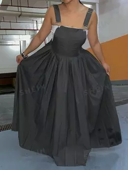 EZwear Повседневный плиссированный комбинезон больших размеров для девочек-подростков Shein, серый