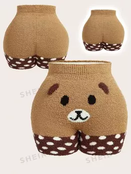 EZwear Шорты больших размеров Тканый мультяшный узор и горошек, эластичный пояс Shein, мультиколор