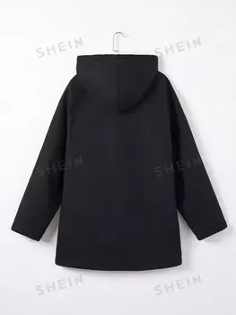 EZwear Свитер больших размеров с карманами на пуговицах, простой, повседневный Shein, черный