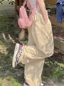 EZwear Женские повседневные брюки с простым принтом больших размеров Shein, абрикосовый