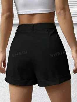EZwear Женские шорты с карманами Shein, черный