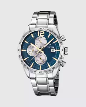 F16759/7 Мужские часы Timeless Chronograph из серебряной стали Festina, серебряный