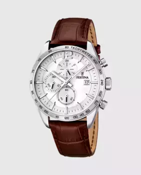 F16760/1 Timeless Chronograph Коричневые кожаные мужские часы Festina, коричневый