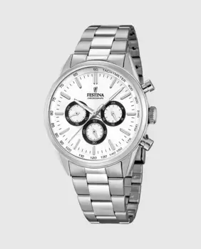 F16820/Q Timeless Мужские часы с хронографом из серебряной стали Festina, серебряный