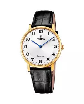 F20016/5 Черные кожаные мужские часы Swiss Made Festina, черный