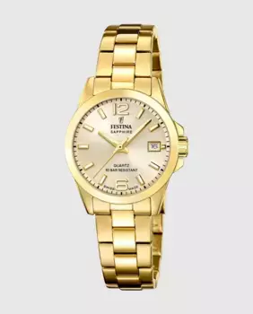 F20050/2 Швейцарские классические женские часы в корпусе из стали золотистого оттенка Festina, золото