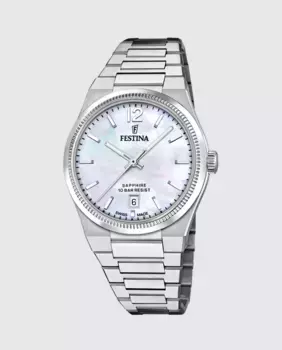 F20052/1 Швейцарские женские часы Riv Silver Steel Festina, серебряный