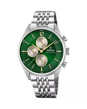 F20285/9 Мужские часы Timeless Chronograph из серебряной стали Festina, серебро