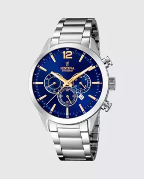 F20343/2 Мужские часы Timeless Chronograph из серебряной стали Festina, серебряный