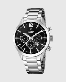 F20343/8 Мужские часы-хронограф Timeless из серебристой стали Festina, серебряный