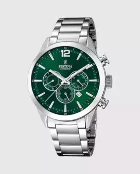F20343/B Часы мужские с хронографом Timeless из серебристой стали Festina, серебряный