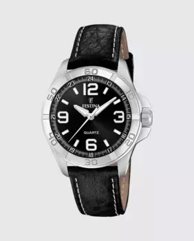 F20444/1 Мужские часы из черной кожи Festina, черный