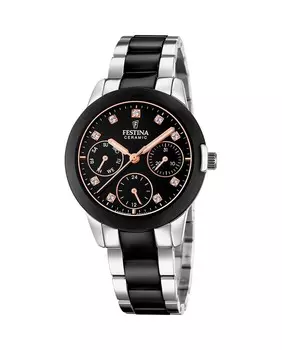 F20497/3 Женские керамические часы из черной стали Festina, черный