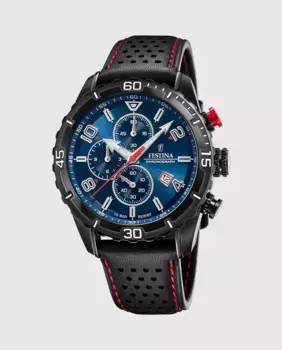 F20519/2 Chrono Sport черные кожаные мужские часы Festina, черный