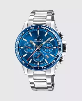 F20560/3 Timeless Мужские часы с хронографом из серебряной стали Festina, серебряный