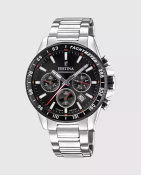 F20560/6 Мужские часы Timeless Chronograph из серебряной стали Festina, серебряный