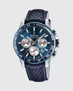 F20561/2 Timeless Chronograph Синие кожаные мужские часы Festina, синий