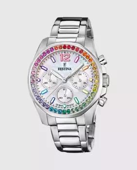 F20606/2 Женские часы Boyfriend из серебряной стали Festina, серебряный