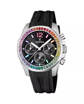 F20610/3 Часы Boyfriend черные резиновые женские Festina, черный