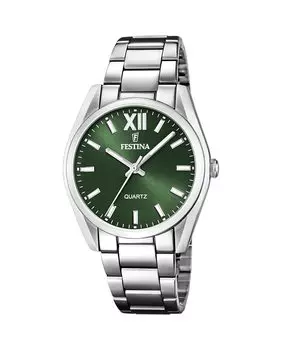 F20622/4 Женские часы Boyfriend из стали с зеленым циферблатом Festina, серебро