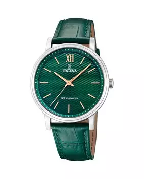 F20660/5 Petite зеленые кожаные мужские часы Festina, зеленый