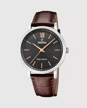 F20660/6 Солнечная энергия Коричневые кожаные мужские часы Festina, коричневый