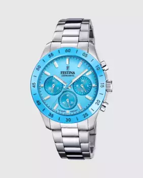F20693/3 Женские керамические часы из серебристой стали Festina, серебрянный