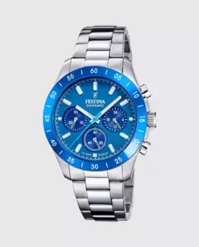 F20693/4 Женские керамические часы из серебристой стали Festina, серебрянный