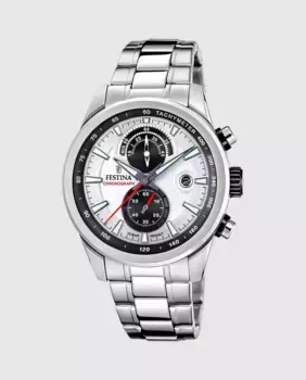 F20694/1 Мужские часы Timeless Chronograph из серебряной стали Festina, серебряный