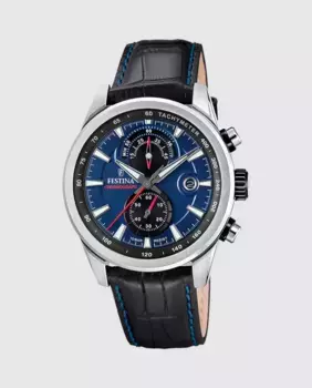 F20695/5 Мужские часы Timeless Chronograph в черной коже Festina, черный