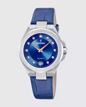 F20701/4 Женские часы Mademoiselle из синей кожи Festina, синий