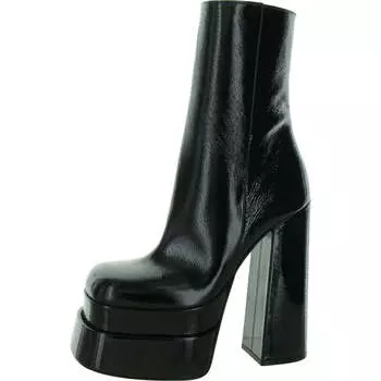 F22 155 ПЛАТФОРМА женские кожаные ботильоны на молнии Versace, черный