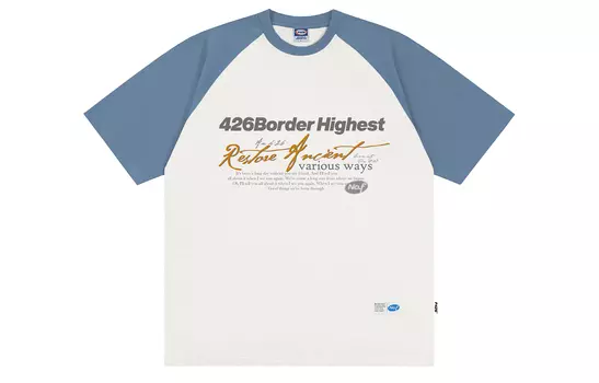 F426 Футболка унисекс, Бежевый сочетается с синим