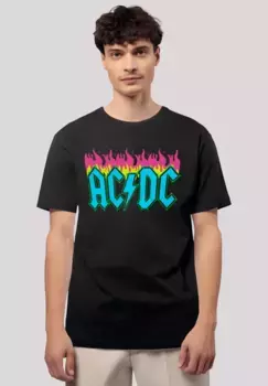 F4NT4STIC Футболка "ACDC Neon Flames", премиум качество, черный
