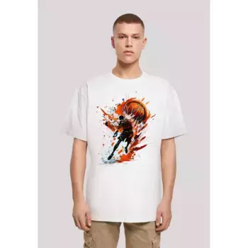 F4NT4STIC Футболка "Basketball Splash Sport OVERSIZE TEE", принт, белый