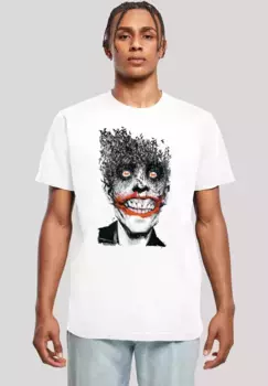 F4NT4STIC Футболка "Batman The Joker Bats", мужская, премиум-мерч, стандартного кроя, базовая, с принтом, белый