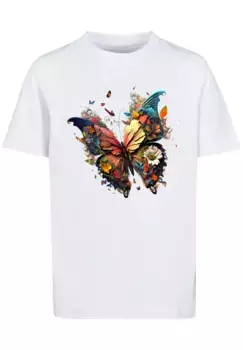 F4NT4STIC Футболка "Butterfly Colorful", принт, белый