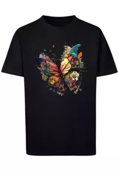 F4NT4STIC Футболка "Butterfly Colorful", принт, черный