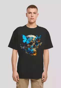F4NT4STIC Футболка "Butterfly Skull OVERSIZE TEE", принт, черный