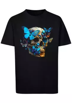 F4NT4STIC Футболка "Butterfly Skull TEE UNISEX", принт, черный