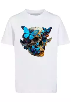 F4NT4STIC Футболка "Butterfly Skull TEE UNISEX", принт, белый