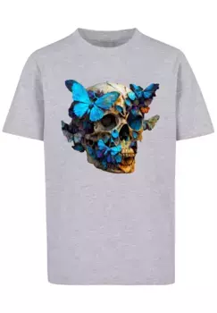 F4NT4STIC Футболка "Butterfly Skull TEE UNISEX", принт, серый