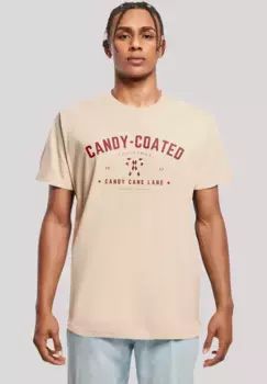 F4NT4STIC Футболка "Christmas Candy Coated Christmas", Рождество, подарок, логотип, цвет Sand