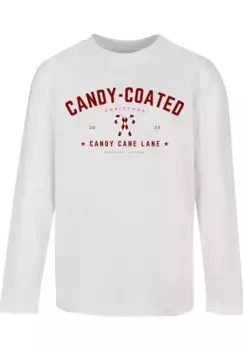 F4NT4STIC Футболка "Christmas Candy Coated Christmas", Рождество, подарок, логотип, белый