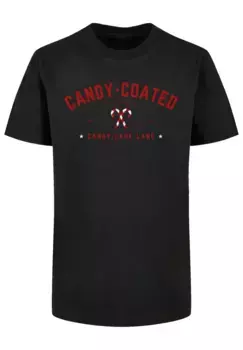 F4NT4STIC Футболка "Christmas Candy Coated Christmas", Рождество, подарок, логотип, черный