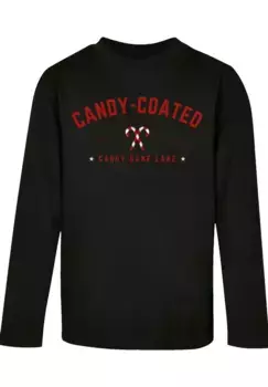 F4NT4STIC Футболка "Christmas Candy Coated Christmas", Рождество, подарок, логотип, черный