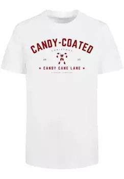 F4NT4STIC Футболка "Christmas Candy Coated Christmas", Рождество, подарок, логотип, белый