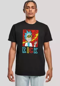 F4NT4STIC Футболка "Cool Rick - Rick and Morty", мужская, премиум-мерч, стандартного кроя, базовая, с принтом, черный